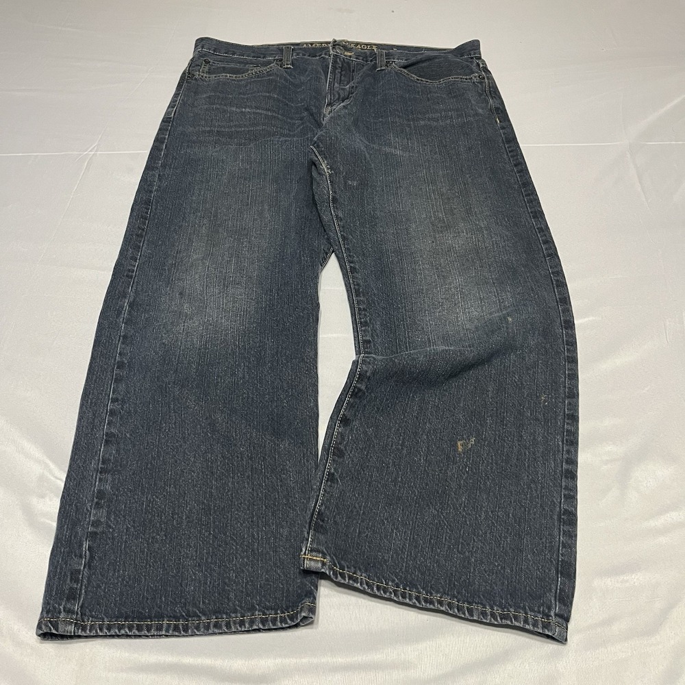 Y2K American Eagle Loose Fit Jeans Men's Fits 38x29 Dark Wash Baggy Denim